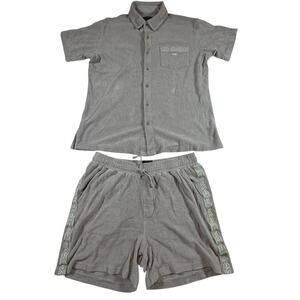 Texas Standard Terlingua Terry Cloth Shirt/Shorts Cabana Pool Beach Gray Men’s M